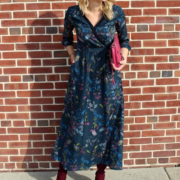 Banana Republic Dresses & Skirts - Banana Republic Maxi Dress Dark Blue Floral 12